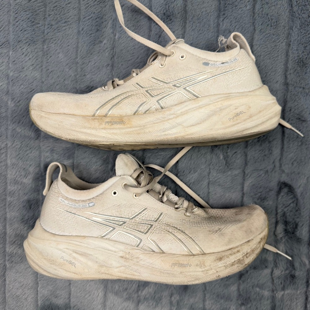 Asics Gel-Nimbus 26 Womens Running Shoes Size 9 Cream Oatmeal 1012B601